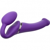 Фиолетовый безремневой вибрострапон Vibrating Bendable Strap-On - size L - Strap-on-me - купить с доставкой в Краснодаре