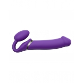 Фиолетовый безремневой вибрострапон Silicone Bendable Strap-On - size XL - Strap-on-me - купить с доставкой в Краснодаре