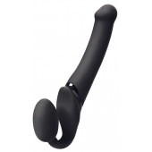 Черный безремневой вибрострапон Silicone Bendable Strap-On - size XL - Strap-on-me - купить с доставкой в Краснодаре