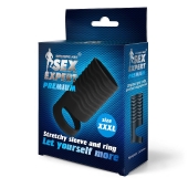 Черная открытая насадка на пенис с кольцом для мошонки XXXL-size - 9,9 см. - Sex Expert - в Краснодаре купить с доставкой