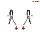 Серебристые зажимы на соски с шариками - Notabu - купить с доставкой в Краснодаре