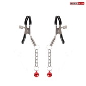 Серебристые зажимы на соски с шариками на цепочках - Notabu - купить с доставкой в Краснодаре