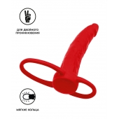 Красная насадка на пенис для двойного проникновения Black Red - 16,5 см. - ToyFa - купить с доставкой в Краснодаре
