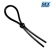 Черное силиконовое лассо с шариком для утяжки - Sex Expert - в Краснодаре купить с доставкой