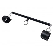 Черная распорка для ног с кожаными манжетами - Pecado - купить с доставкой в Краснодаре