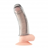 Текстурированная насадка на пенис Clear Textured Penis Enhancing Sleeve Extension - 16,5 см. - BlueLine - в Краснодаре купить с доставкой