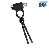 Черное эрекционное кольцо-лассо с вибрацией - Sex Expert - в Краснодаре купить с доставкой