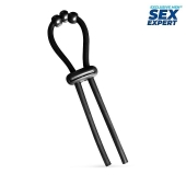 Черное эрекционное кольцо со стимулирующими бусинами - Sex Expert - в Краснодаре купить с доставкой