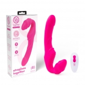 Розовый безремневой страпон на радиоуправлении Strapless Together - 22 см. - Together Toy - купить с доставкой в Краснодаре