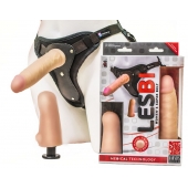 Телесный страпон Harness LESBI с вагинальной пробкой - 16,5 см. - LOVETOY (А-Полимер) - купить с доставкой в Краснодаре