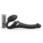 Черный безремневой страпон Multi Orgasm Size S с клиторальной стимуляцией - Strap-on-me - купить с доставкой в Краснодаре