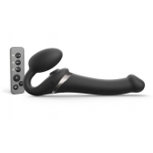 Черный безремневой страпон Multi Orgasm Size M с клиторальной стимуляцией - Strap-on-me - купить с доставкой в Краснодаре
