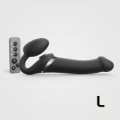 Черный безремневой страпон Multi Orgasm Size L с клиторальной стимуляцией - Strap-on-me - купить с доставкой в Краснодаре