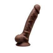 Коричневый фаллоимитатор SILEXD Model 1 с мошонкой - 17,7 см. - Adrien Lastic купить с доставкой в интернет-магазине Orgasmix в Краснодаре Коричневый фаллоимитатор SILEXD Model 1 с мошонкой - 17,7 см. - Adrien Lastic