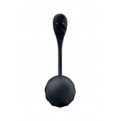 Черное виброяйцо Ribbed Petal с пультом ДУ - Satisfyer