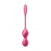 Малиновые вагинальные шарики с вибрацией Love Birds 2 - 22,2 см. - Satisfyer