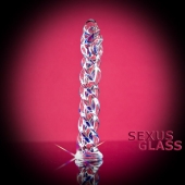 Прозрачный фаллос из стекла со спиралью - 18 см. - Sexus купить с доставкой в интернет-магазине Orgasmix в Краснодаре Прозрачный фаллос из стекла со спиралью - 18 см. - Sexus