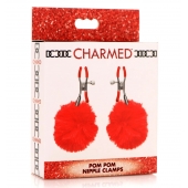 Красные зажимы на соски с помпонами Pom Pom - XR Brands - купить с доставкой в Краснодаре