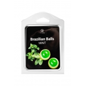 Набор из 2 шариков с массажным маслом Brazilian Balls с ароматом мяты - Secret Play - купить с доставкой в Краснодаре