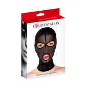Черная сетчатая маска на голову с отверстиями для глаз и рта - Fetish Tentation - купить с доставкой в Краснодаре