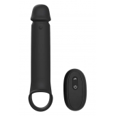 Черная насадка-удлинитель с вибрацией Vibrating Extender With Remote - Dream Toys - в Краснодаре купить с доставкой
