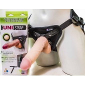 Страпон-унисекс с двумя насадками UNI strap 7  Harness - 19 и 16 см. - LOVETOY (А-Полимер) - купить с доставкой в Краснодаре