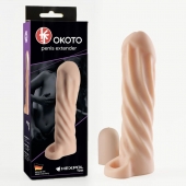 Телесная насадка-удлинитель Okoto со спиралевидным рельефом - 16 см. - Sitabella - в Краснодаре купить с доставкой