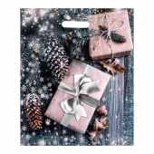Новогодний пакет с принтом в виде подарков и вырубной ручкой (45х38 см) - Сима-Ленд - купить с доставкой в Краснодаре