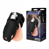 Черная клетка для пениса Silicone Small 2 in Cock Cage With Ball Divider - BlueLine - купить с доставкой в Краснодаре