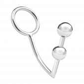 Кольцо на пенис с анальным стимулятором Two Bead Stainless Steel Anal Hook   Cock Ring - BlueLine - в Краснодаре купить с доставкой