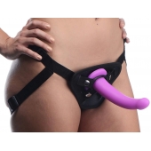 Лиловый поясной страпон Navigator Silicone G-Spot Dildo with Harness - 17,8 см. - XR Brands - купить с доставкой в Краснодаре