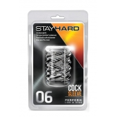 Прозрачная насадка с объёмными чёрточками STAY HARD COCK SLEEVE 06 CLEAR - Blush Novelties - в Краснодаре купить с доставкой