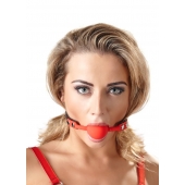 Силиконовый кляп-шар на чёрных ремешках Red Gag silicone - Orion - купить с доставкой в Краснодаре