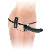 Черный страпон с вагинальной пробкой Deluxe Vibrating Penetrix Strap-On - 19 см. - Pipedream - купить с доставкой в Краснодаре