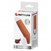 Телесная насадка на пенис с ребрышками и подхватом мошонки - Baile - в Краснодаре купить с доставкой