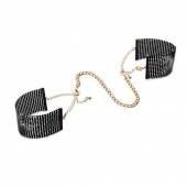 Чёрные дизайнерские наручники Desir Metallique Handcuffs Bijoux - Bijoux Indiscrets - купить с доставкой в Краснодаре