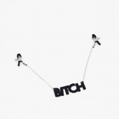 Зажимы на соски с кожаной подвеской Bitch - Crazy Handmade - купить с доставкой в Краснодаре
