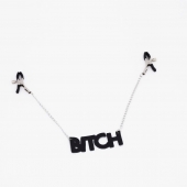 Зажимы на соски с кожаной подвеской Bitch - Crazy Handmade - купить с доставкой в Краснодаре