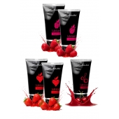 Набор из 5 съедобных лубрикантов JUJU (клубника х 2, малина х 2, вишня) - JuJu - купить с доставкой в Краснодаре