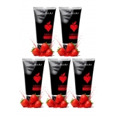 Набор из 5 съедобных лубрикантов JUJU со вкусом клубники - JuJu - купить с доставкой в Краснодаре