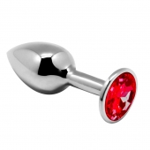 Серебристая анальная втулка Mini Metal Butt Plug Size M с красным кристаллом - Adrien Lastic в Краснодаре Серебристая анальная втулка Mini Metal Butt Plug Size M с красным кристаллом - Adrien Lastic