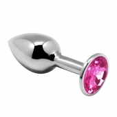 Серебристая анальная втулка Mini Metal Butt Plug Size M с розовым кристаллом - Adrien Lastic в Краснодаре Серебристая анальная втулка Mini Metal Butt Plug Size M с розовым кристаллом - Adrien Lastic