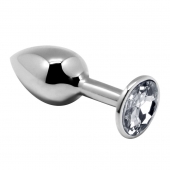 Серебристая анальная втулка с прозрачным кристаллом Mini Metal Butt Plug Size L - 9 см. - Adrien Lastic в Краснодаре Серебристая анальная втулка с прозрачным кристаллом Mini Metal Butt Plug Size L - 9 см. - Adrien Lastic