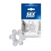Прозрачное эрекционное кольцо с 6 стимулирующими шариками - Sex Expert - в Краснодаре купить с доставкой
