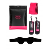 Черно-розовый эротический набор: маска, наручники и повязка - Erokay - купить с доставкой в Краснодаре