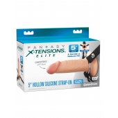 Телесный пустотелый фаллопротез 5’’ Hollow Silicone Strap-On - 14 см. - Pipedream - купить с доставкой в Краснодаре