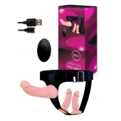 Женский страпон с 3 насадками и вибрацией - Erowoman-Eroman - купить с доставкой в Краснодаре