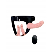 Женский страпон с 3 насадками и вибрацией - Erowoman-Eroman - купить с доставкой в Краснодаре