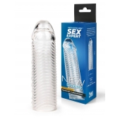 Прозрачная закрытая насадка на пенис с ребрышками - 16 см. - Sex Expert - в Краснодаре купить с доставкой