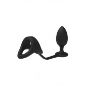 Черное эрекционное кольцо с анальной пробкой Cockstrap With Anal Plug - Dream Toys - в Краснодаре купить с доставкой